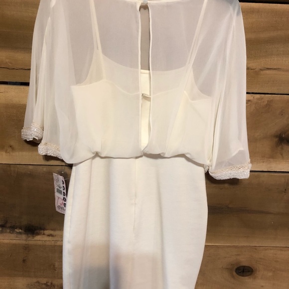 NWT Awake Couture Cream Beaded Mini Cocktail Dress - Picture 2 of 8